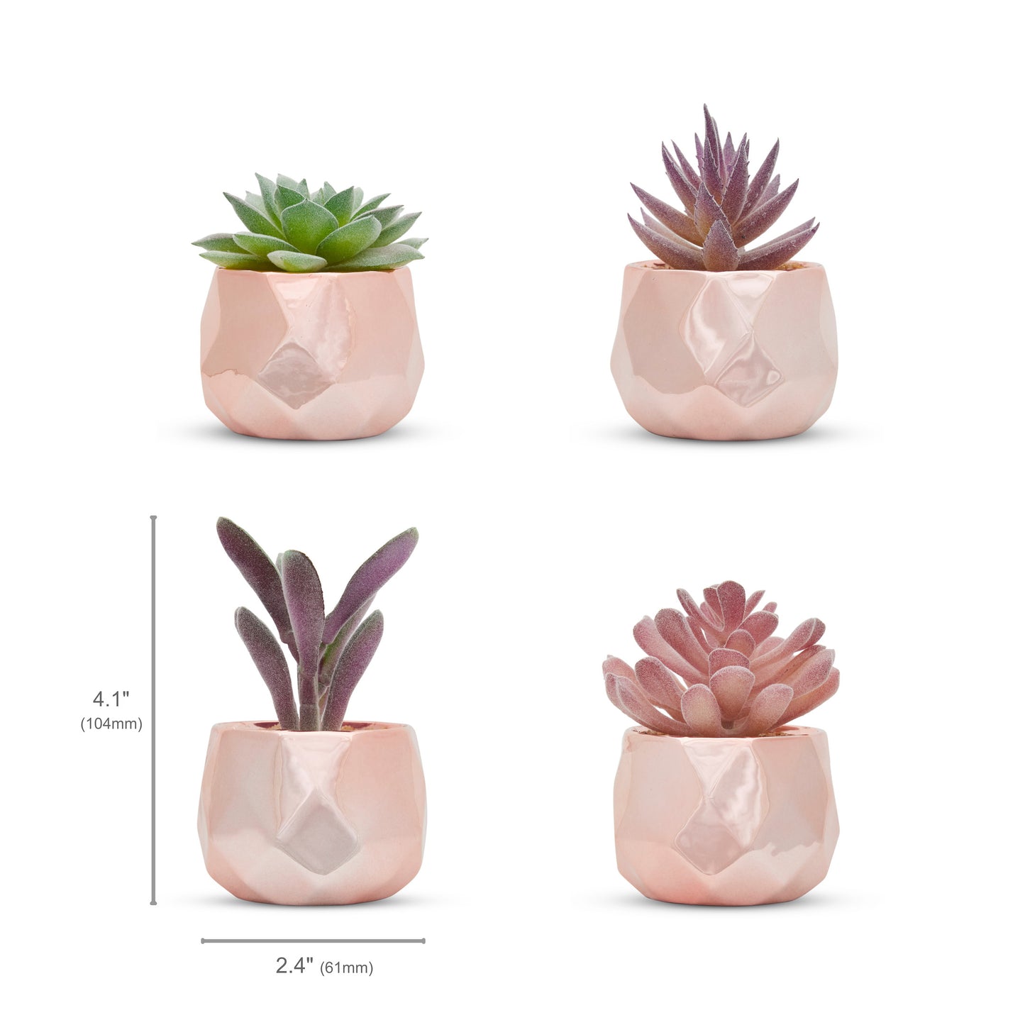 Desk Plants - Ceramic Rose Gold Pots